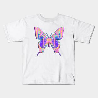 Pink and Purple Tiger Swallowtail Butterfly Kids T-Shirt